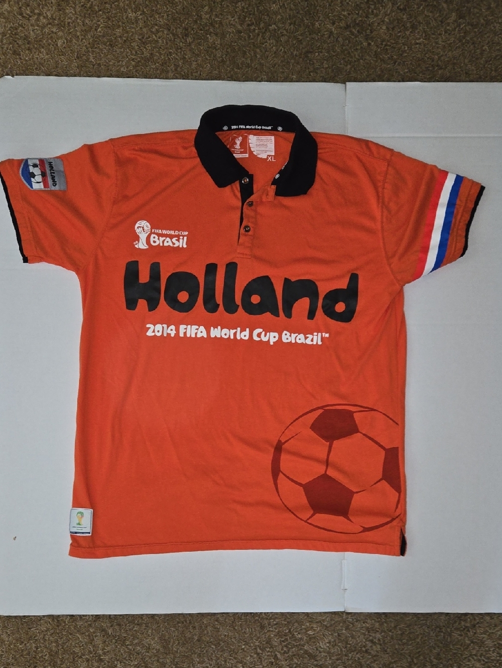 Holland Orange XL Polo Shirt with Soccer Graphic